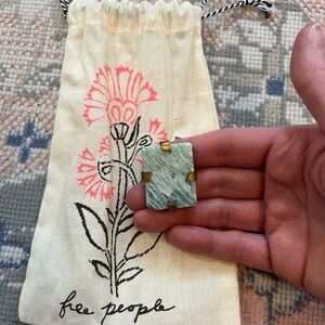 Free People Turquoise Stone Ring with Gold Band